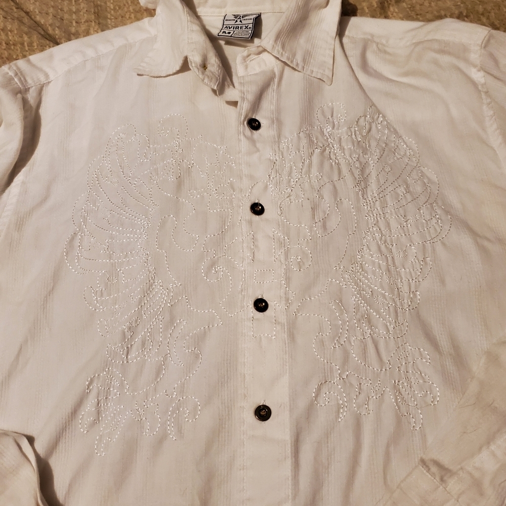 Avirex Shirt Mens Medium Embroidered Western Button Up LS Goth Vintage Y2K Rock - Picture 2 of 7